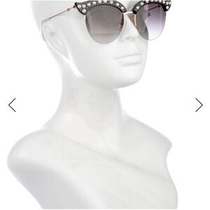 Gucci Black and Gold Pearl-Embellished Sunglasses